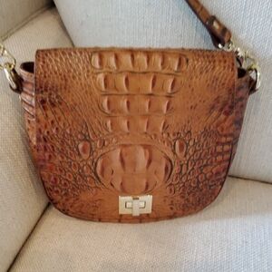 Brahmin Mini Sonny Toasted Almond Croc-Embossed Leather Crossbody
